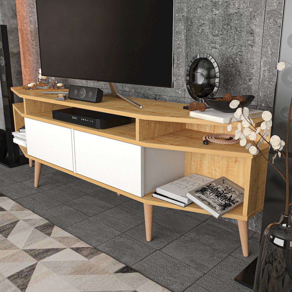 Dennis Tv Stand - Sapphire Oak & White