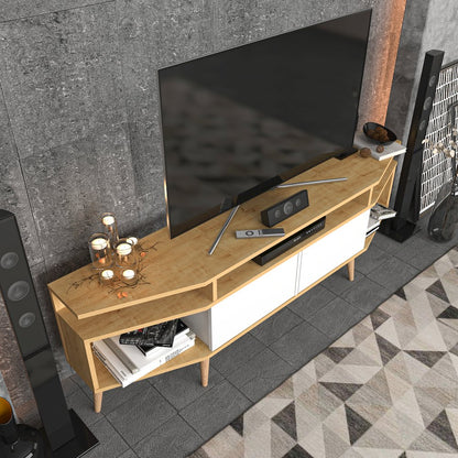Dennis Tv Stand - Sapphire Oak & White