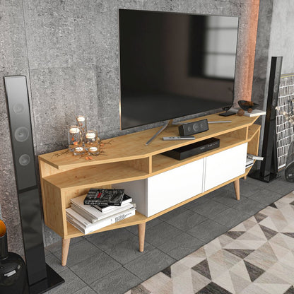Dennis Tv Stand - Sapphire Oak & White