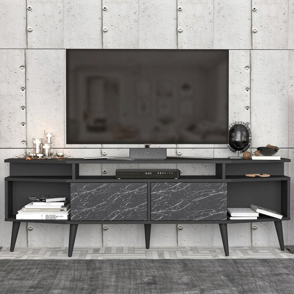 Dennis Tv Stand - Black & Bendire Marble
