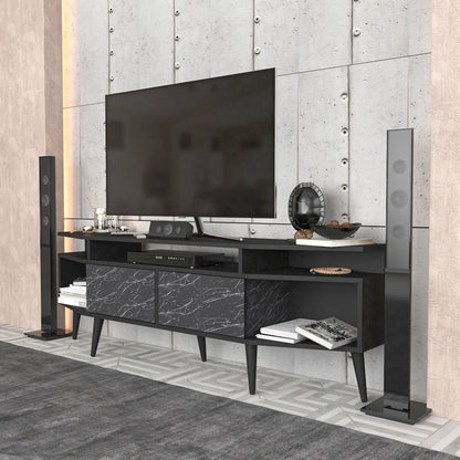 Dennis Tv Stand - Black & Bendire Marble
