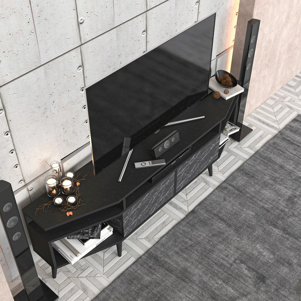 Dennis Tv Stand - Black & Bendire Marble