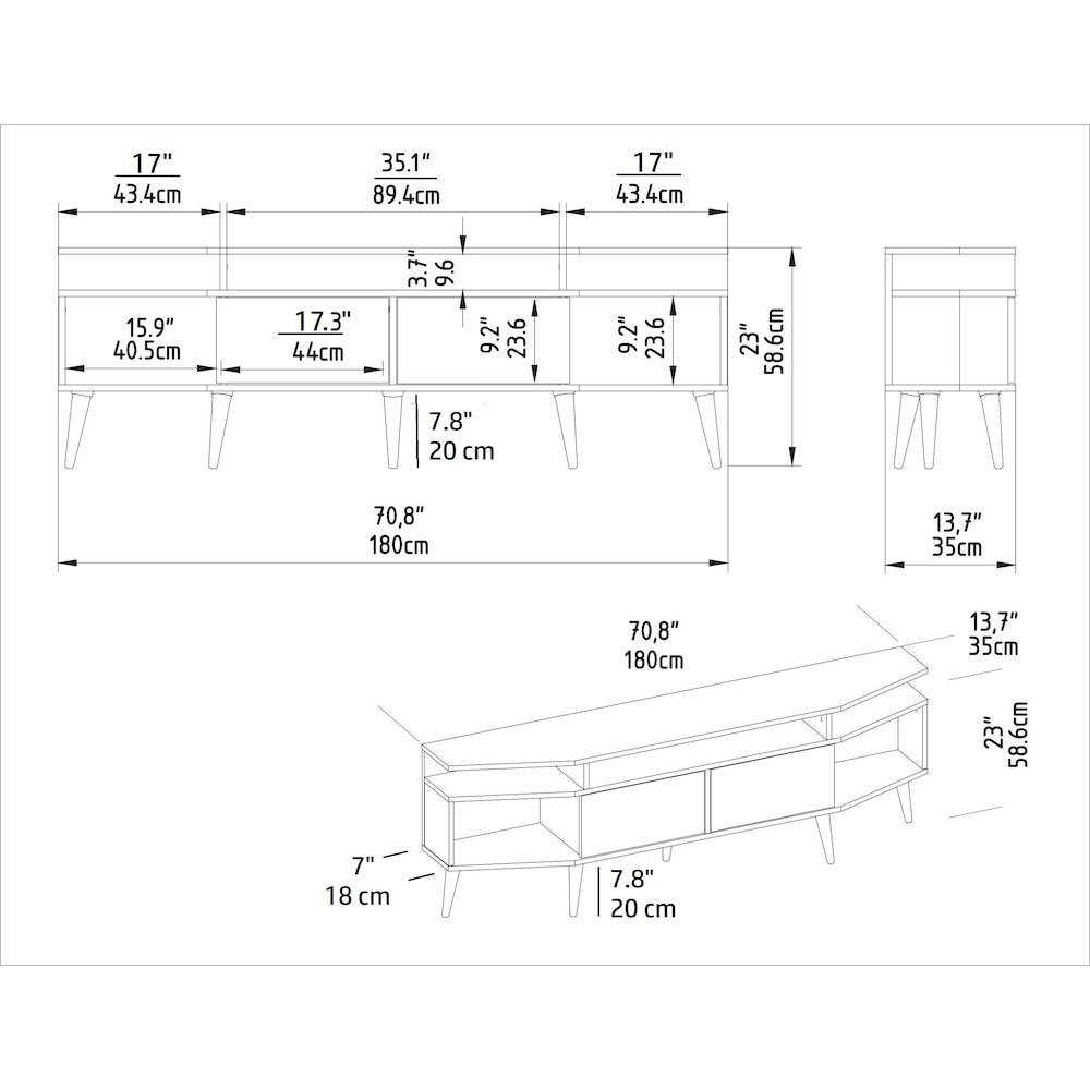 Dennis Tv Stand - Walnut & Black