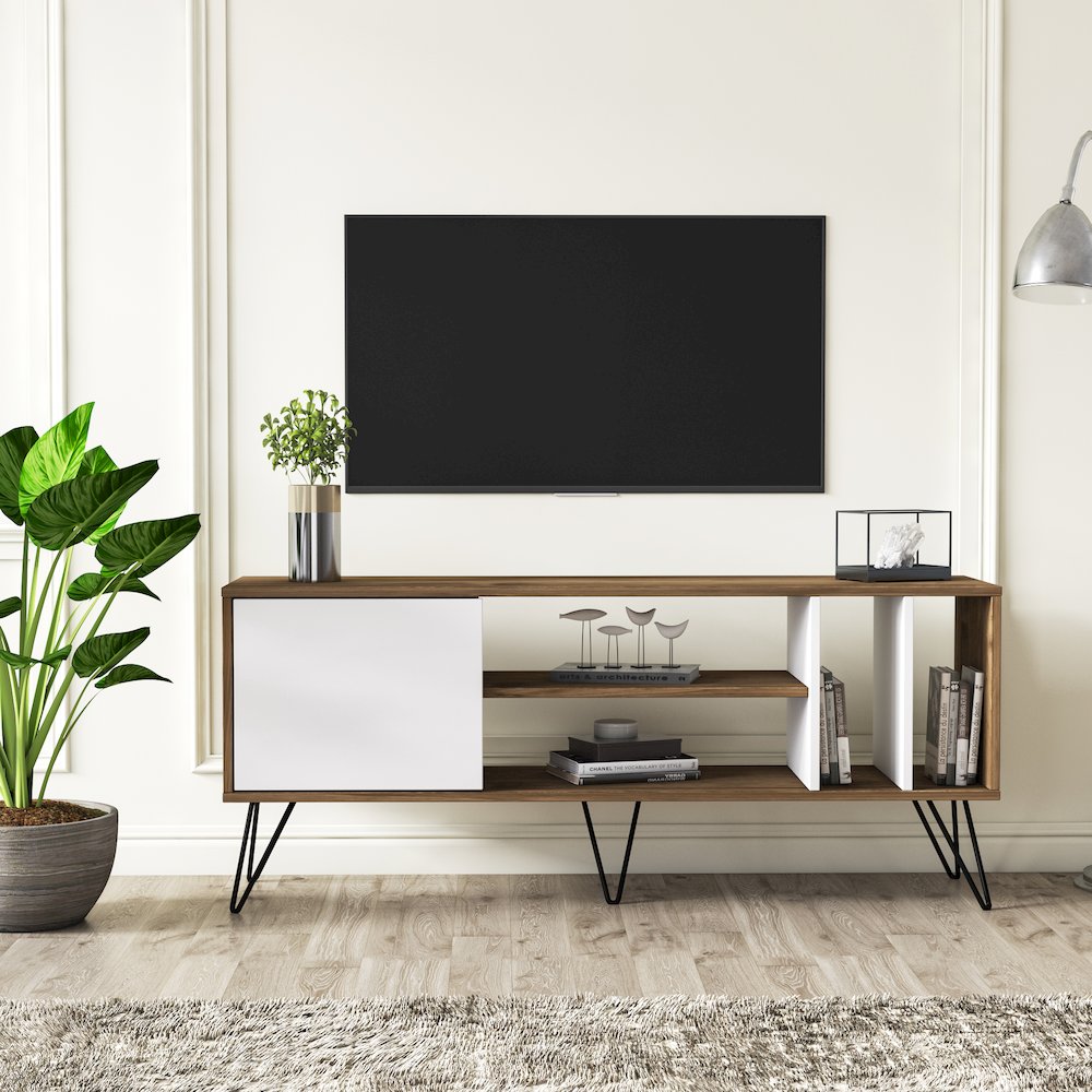 Mistico 55'' Tv Stand - Walnut & White