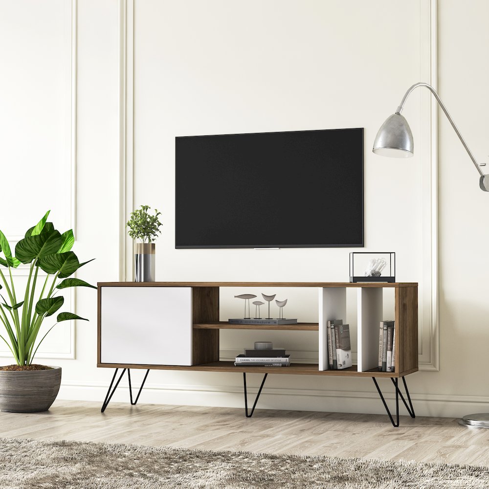 Mistico 55'' Tv Stand - Walnut & White