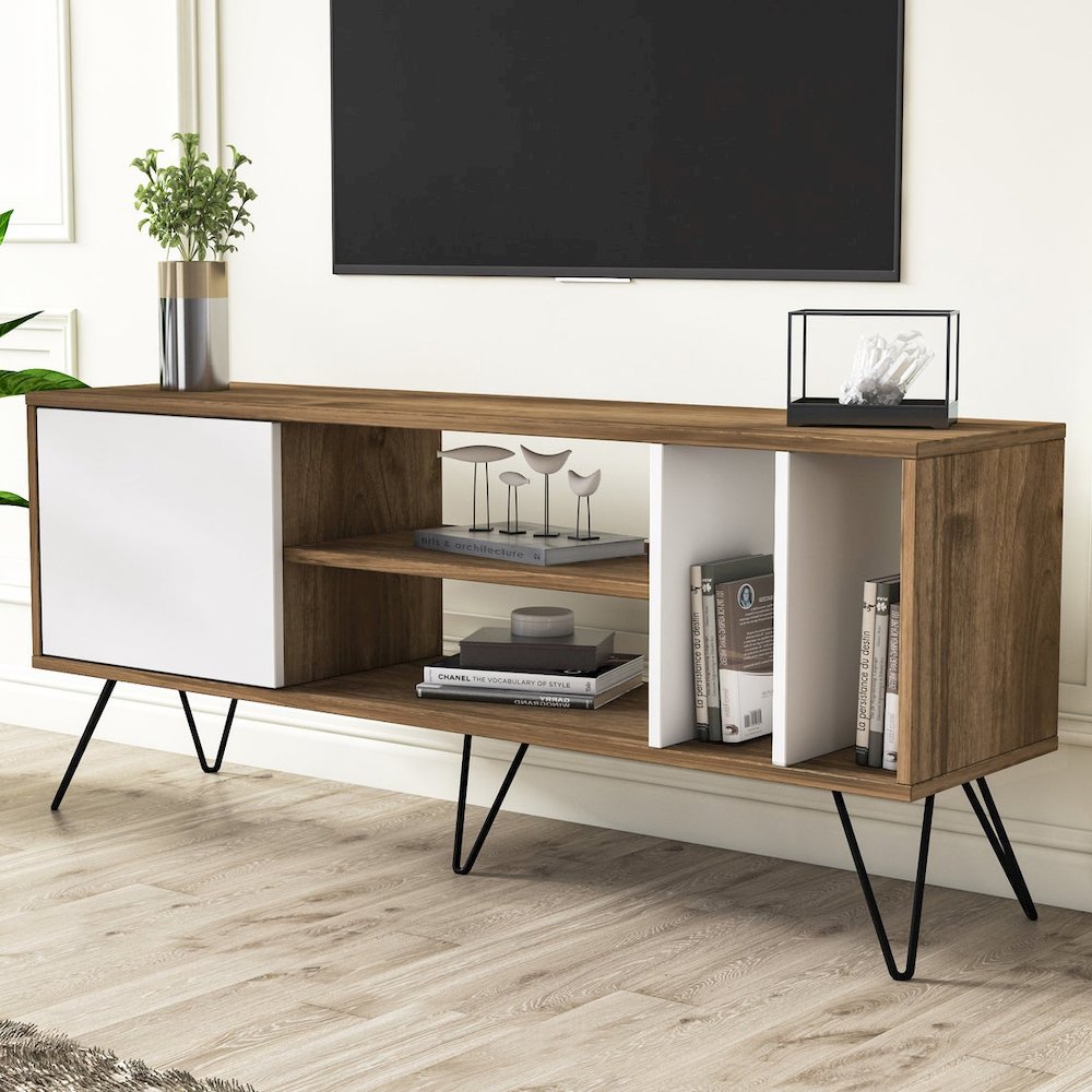 Mistico 55'' Tv Stand - Walnut & White