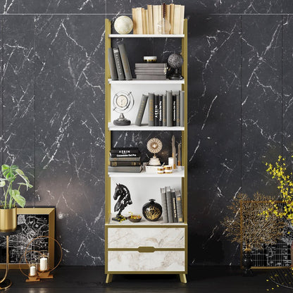 Frida 60 Bookcase - Ephesus Marble & Gold