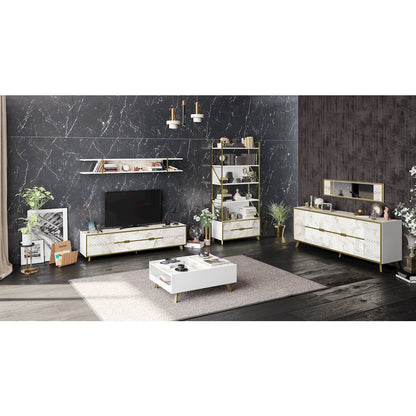 Frida 60 Bookcase - Ephesus Marble & Gold