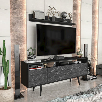 Ola Tv Stand - Black & Bendire Marble