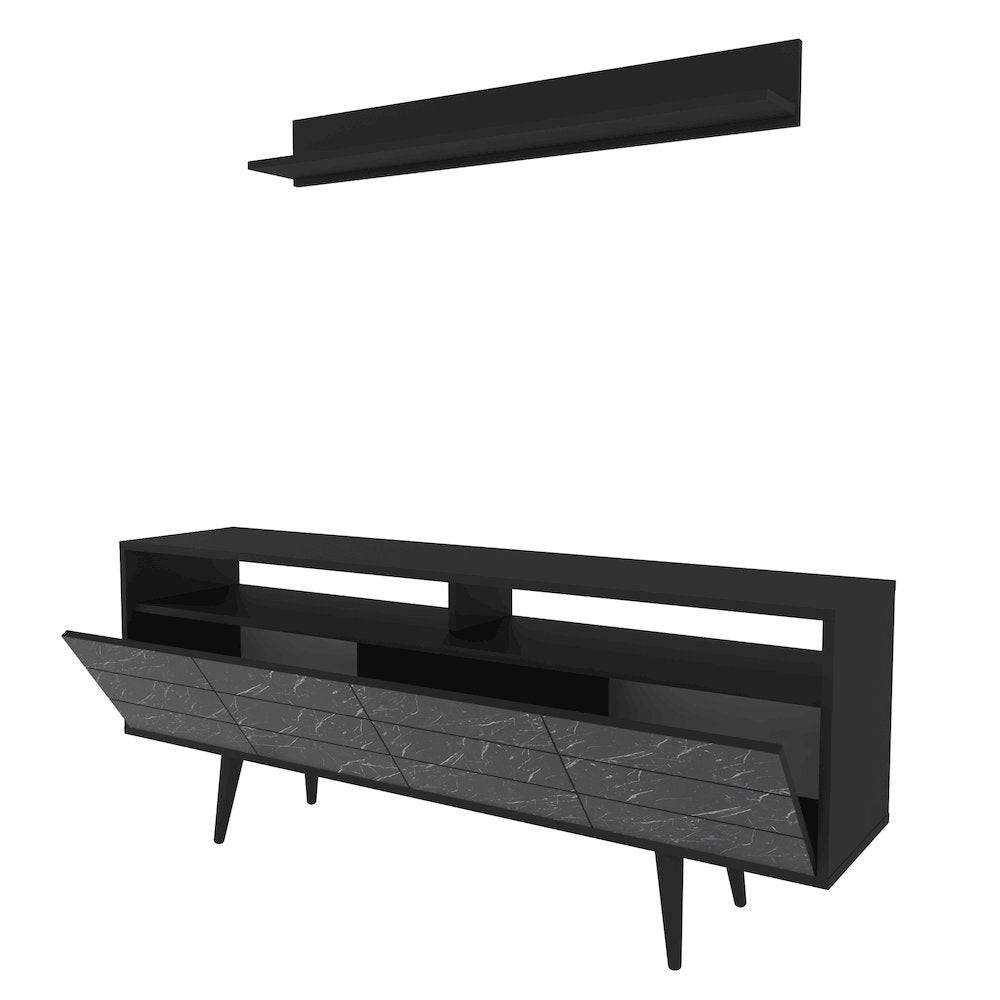 Ola Tv Stand - Black & Bendire Marble