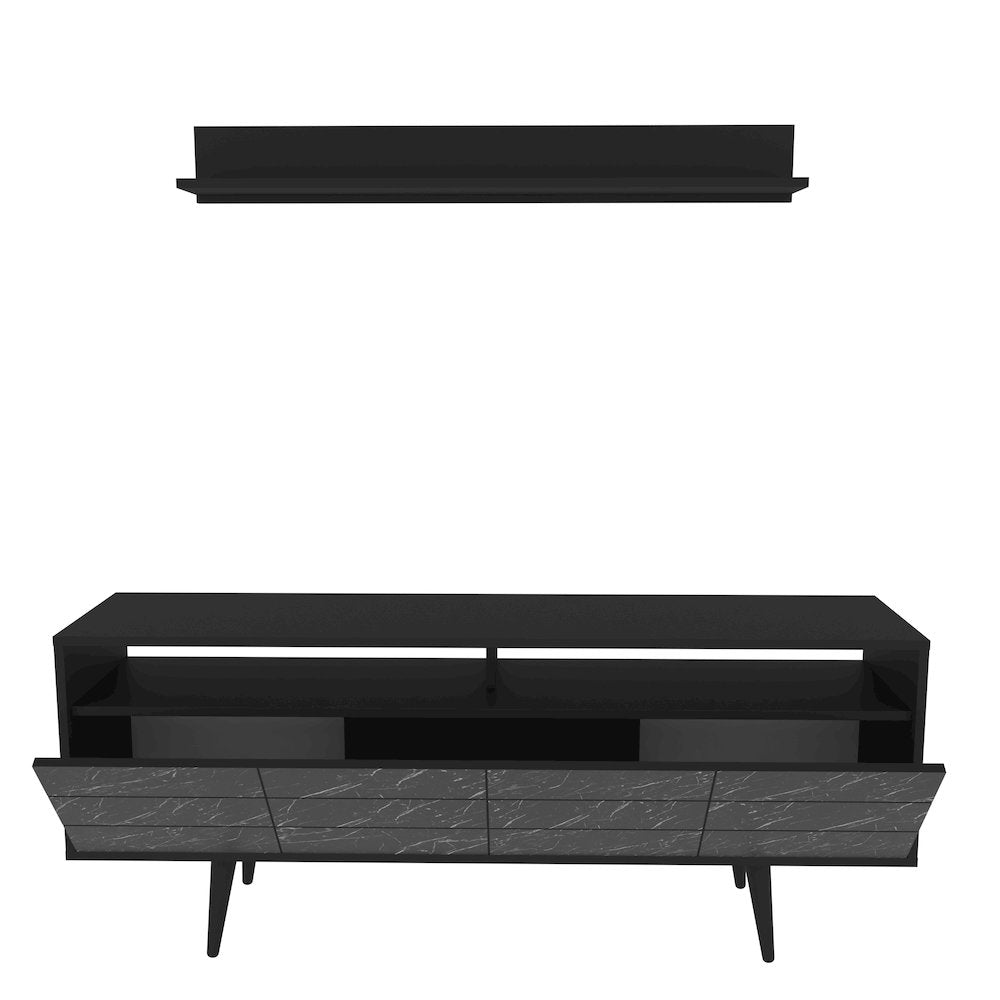 Ola Tv Stand - Black & Bendire Marble
