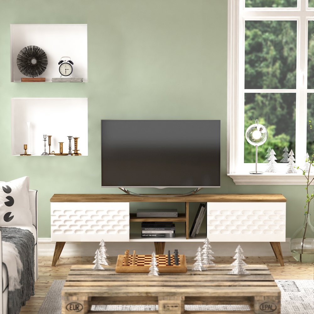 Egg Tv Stand - White & Oud Oak