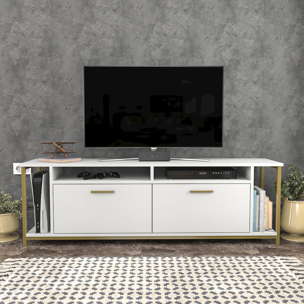 Omar Tv Stand - White Gold