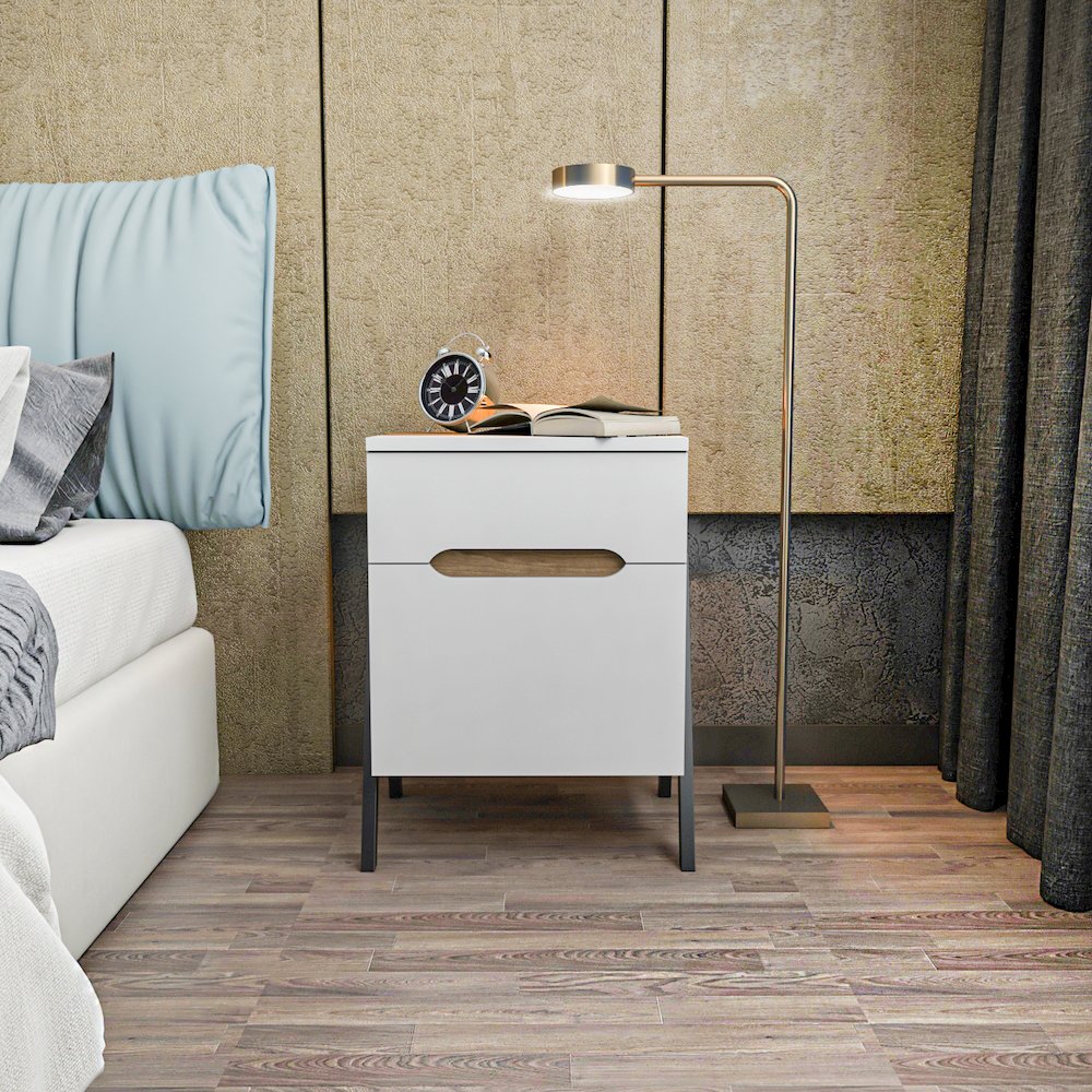 Neva Night Stand - Walnut White Black