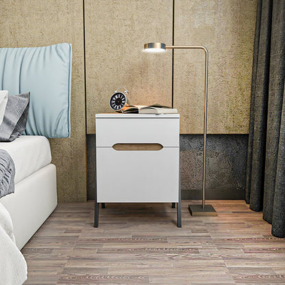 Neva Night Stand - Walnut White Black