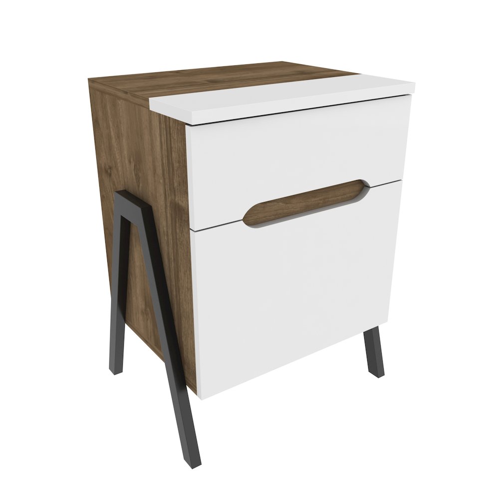 Neva Night Stand - Walnut White Black