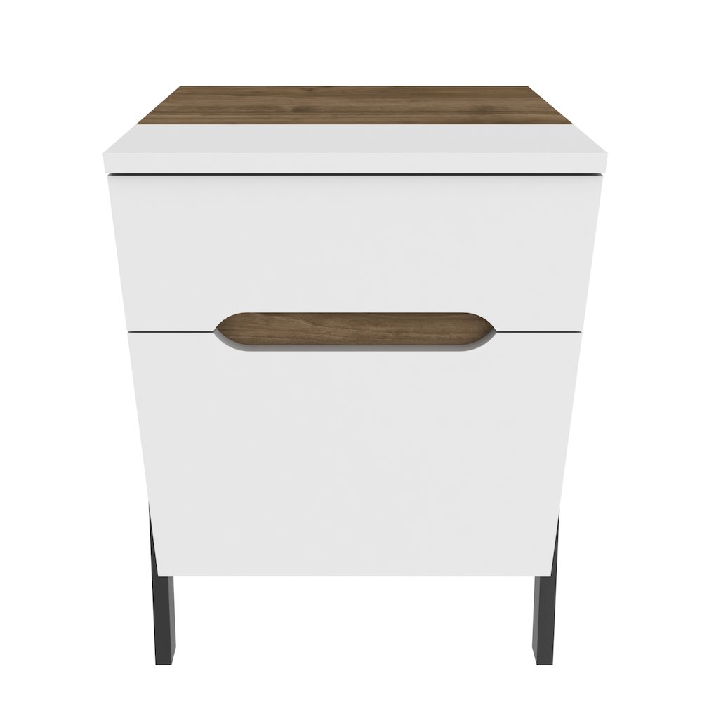 Neva Night Stand - Walnut White Black