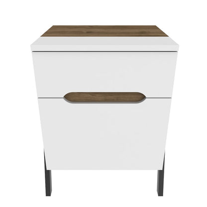 Neva Night Stand - Walnut White Black