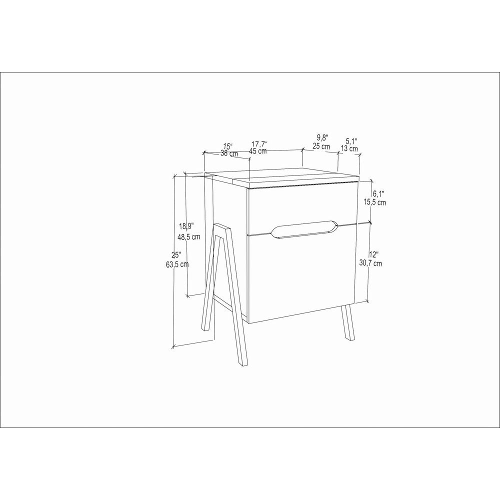 Neva Night Stand - Walnut White Black