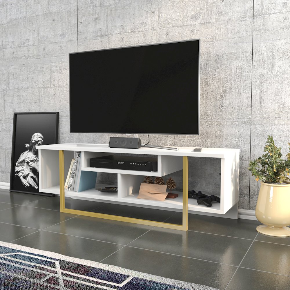 Asal 47" Tv Stand - White Gold