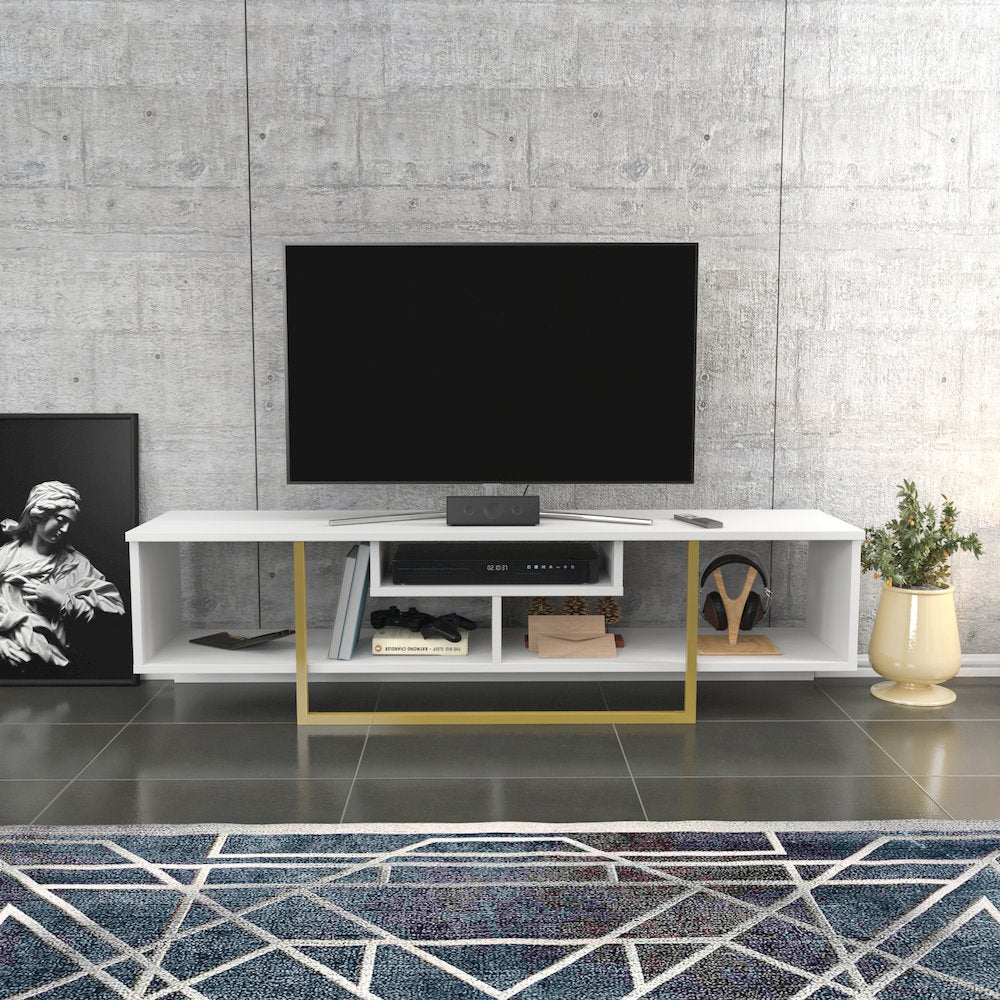 Asal 59" Tv Stand - White Gold