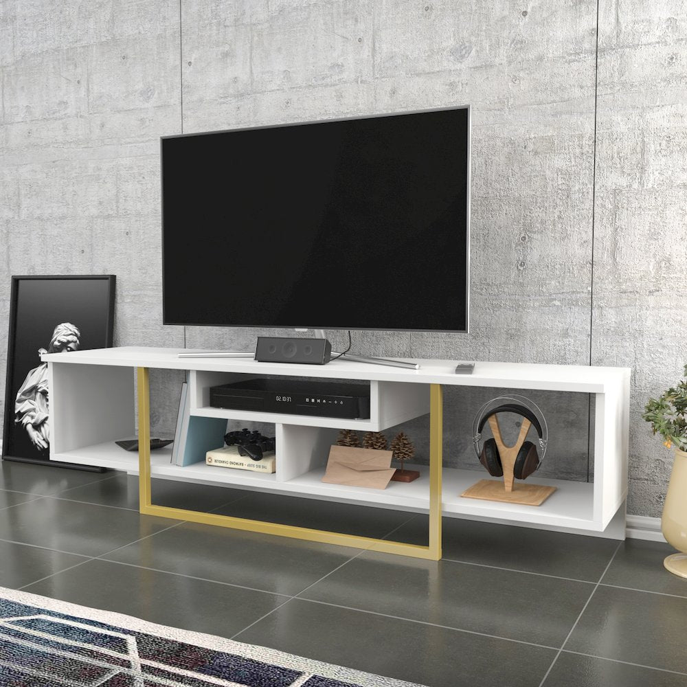 Asal 59" Tv Stand - White Gold