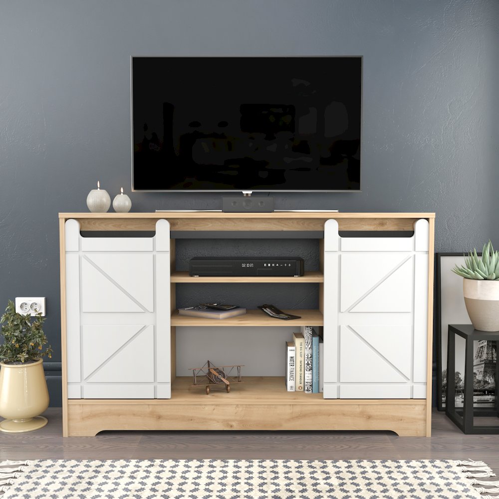 Ahris Tv Stand - Sapphire Oak White