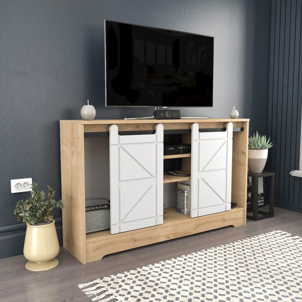Ahris Tv Stand - Sapphire Oak White