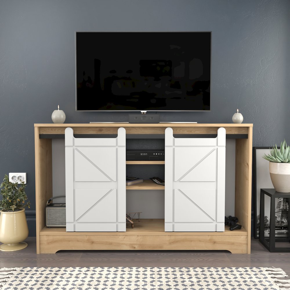 Ahris Tv Stand - Sapphire Oak White