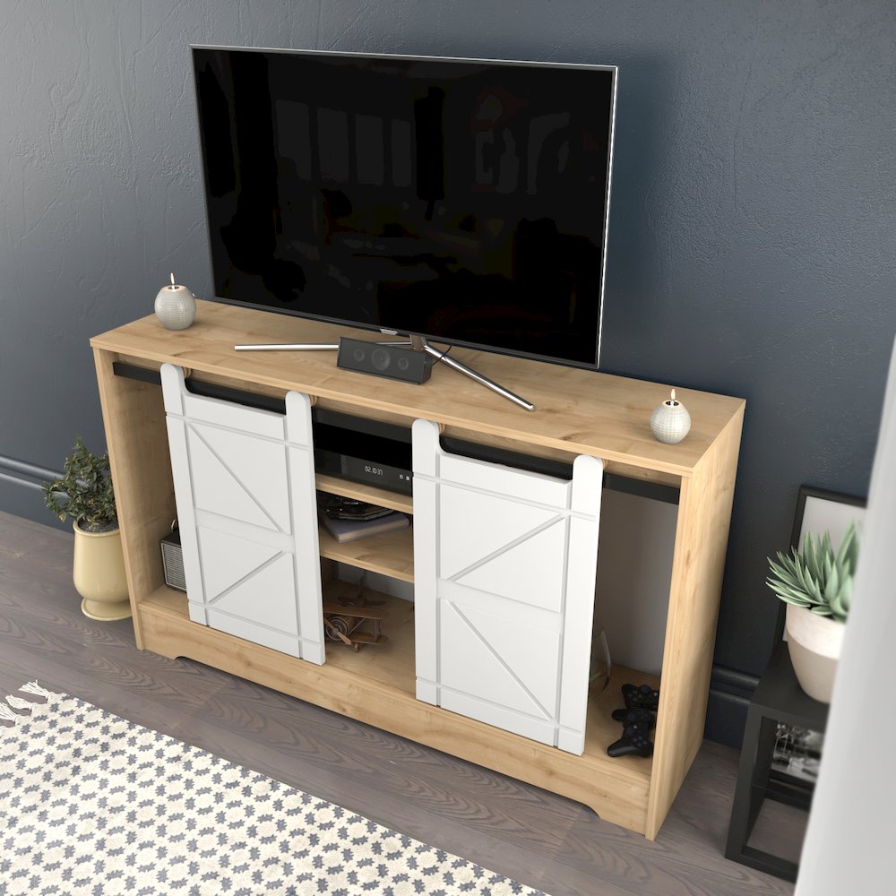 Ahris Tv Stand - Sapphire Oak White