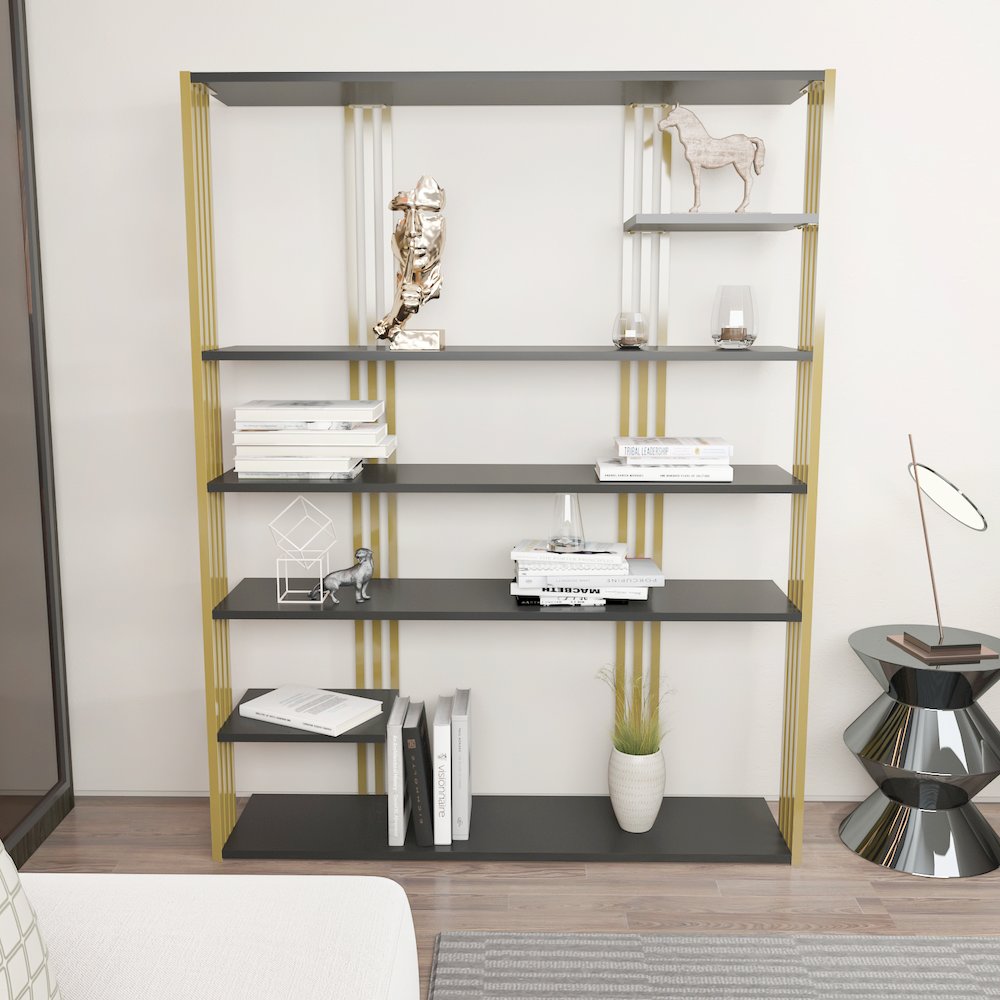 Jeni Bookcase Anthracite Gold