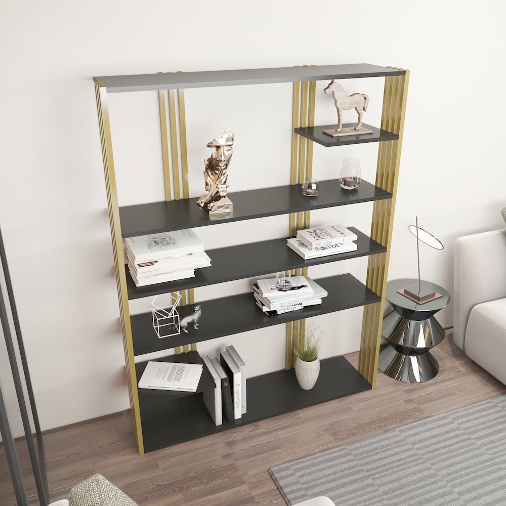 Jeni Bookcase Anthracite Gold
