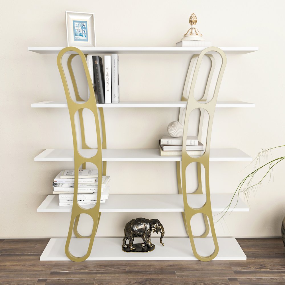 Adar Bookcase White And Gold