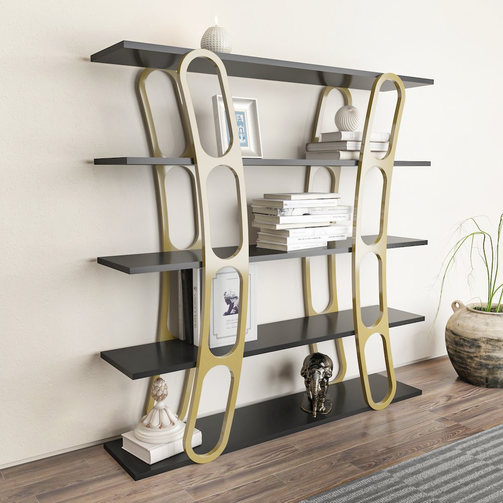 Adar Bookcase Black And Gold