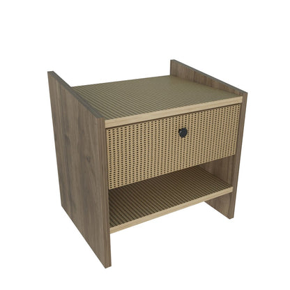 Berlin Nightstand Oud Oak Rattan Pattern