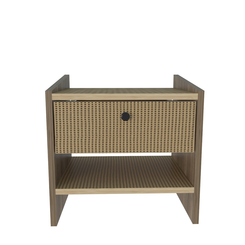 Berlin Nightstand Oud Oak Rattan Pattern