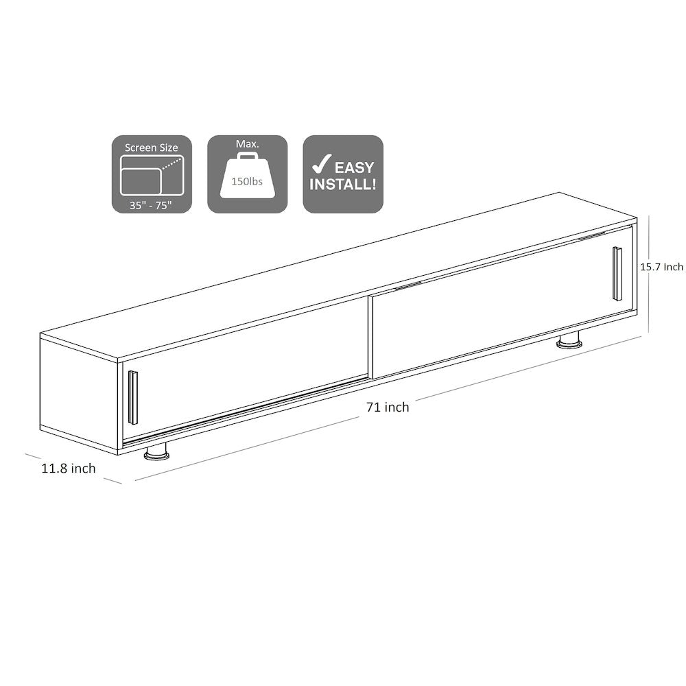 Nehir Tv Stand White Walnut