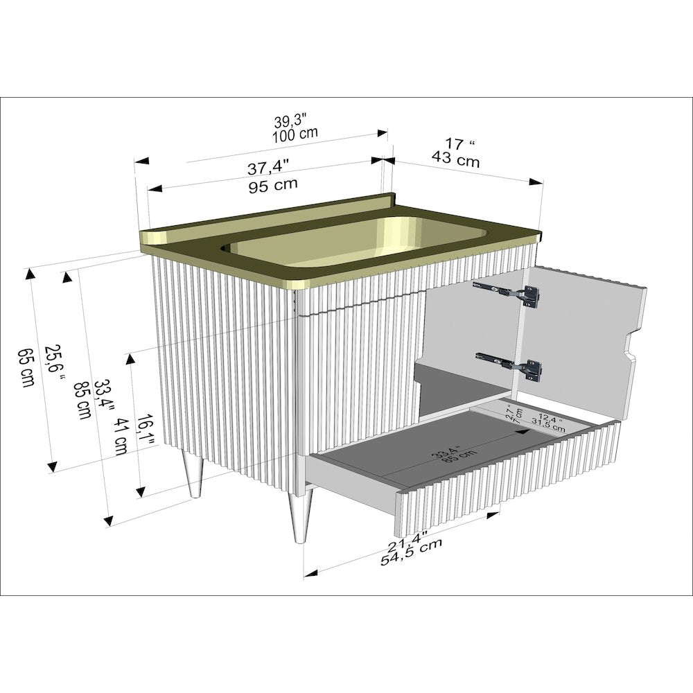 Sahra 39" Wide Bathroom Vanity White