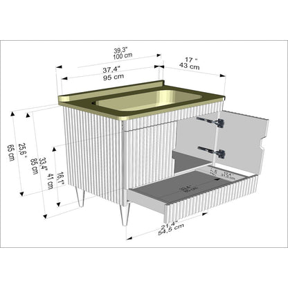 Sahra 39" Wide Bathroom Vanity White
