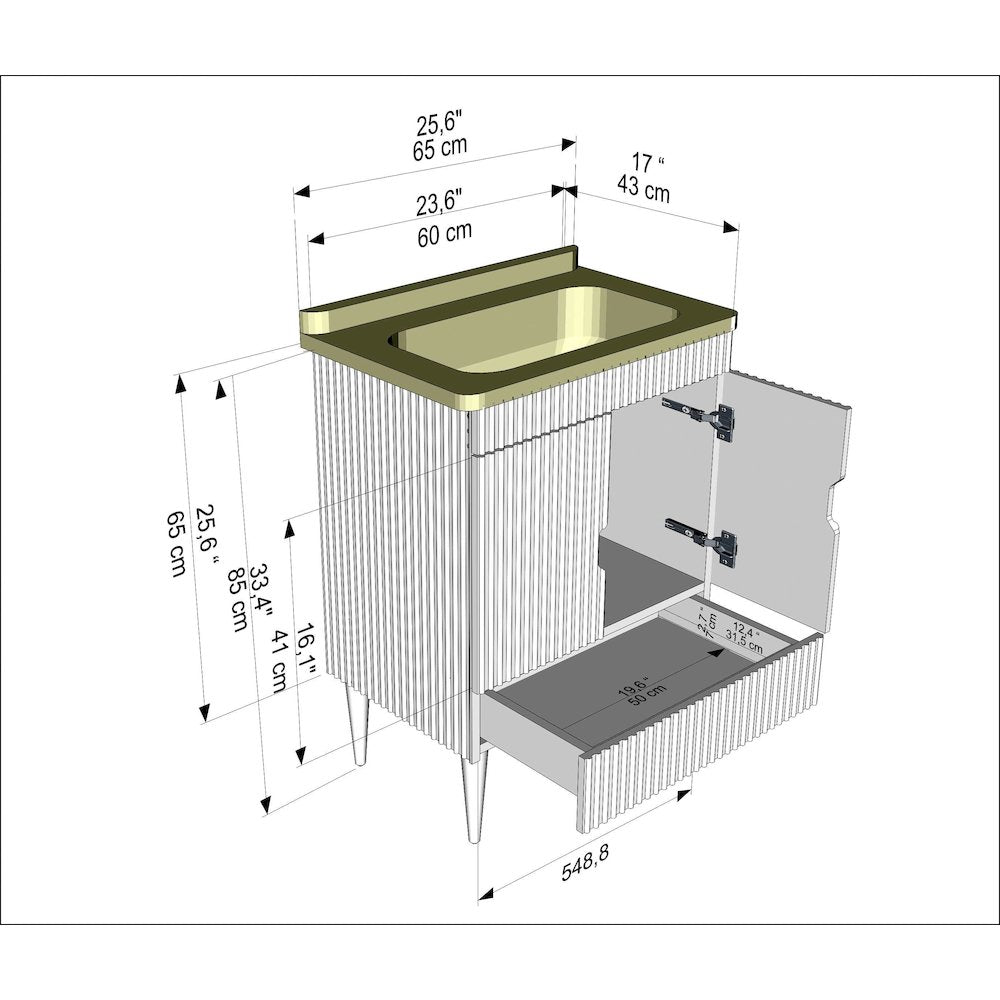 Sahra 25" Wide Bathroom Vanity White