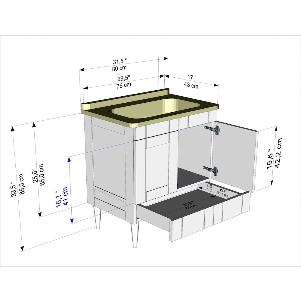 Sara 31" Bathroom Vanity White