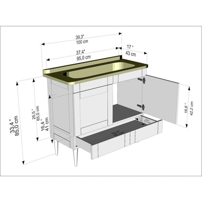 Sara 39" Bathroom Vanity White