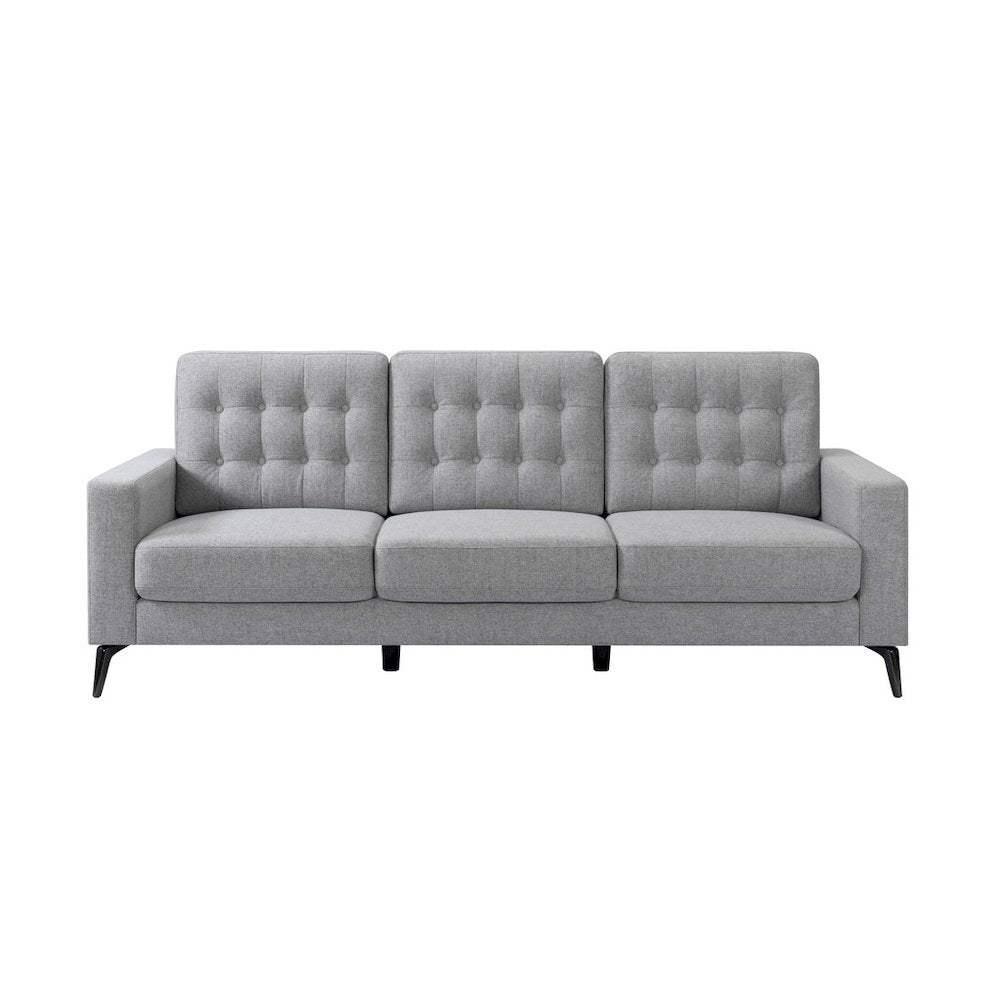 3-Seater Beneva Living Room Gray Upholstery Polyester Fabric
