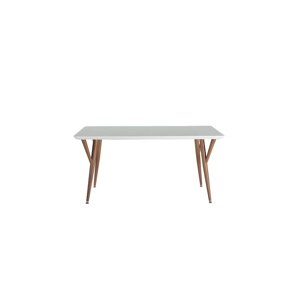 60" Rectangular Glossy Lacquer Finish & Woodern Printing Wood In White/Brown