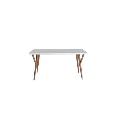 60" Rectangular Glossy Lacquer Finish & Woodern Printing Wood In White/Brown