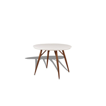 42" Round Glossy Lacquer Finish & Woodern Printing Wood In White/Brown