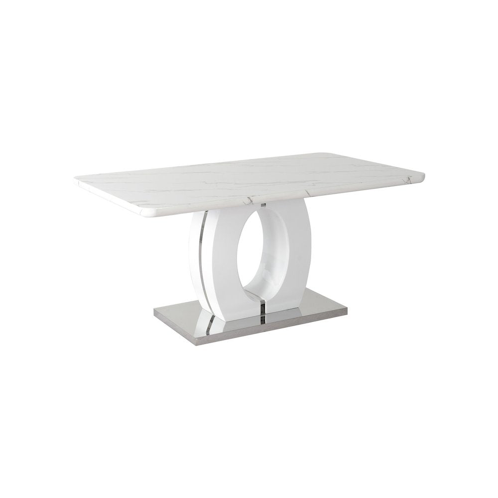 63" Rectangular Modern Glossy Lacquer Finish & Stainless Steel Base