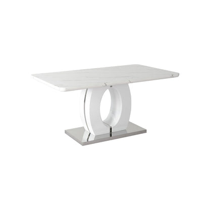 63" Rectangular Modern Glossy Lacquer Finish & Stainless Steel Base