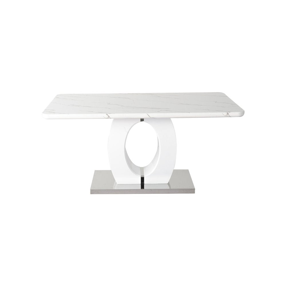 63" Rectangular Modern Glossy Lacquer Finish & Stainless Steel Base