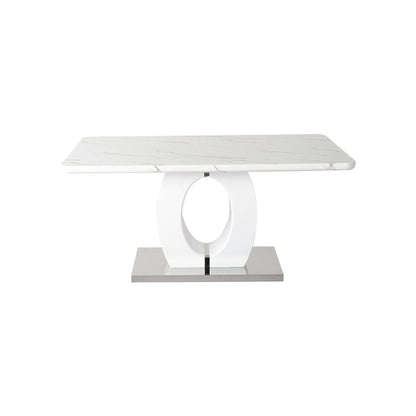 63" Rectangular Modern Glossy Lacquer Finish & Stainless Steel Base